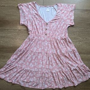 [NWOT] NO BOUNDARIES Girls Floral Print Pink Dress XXL